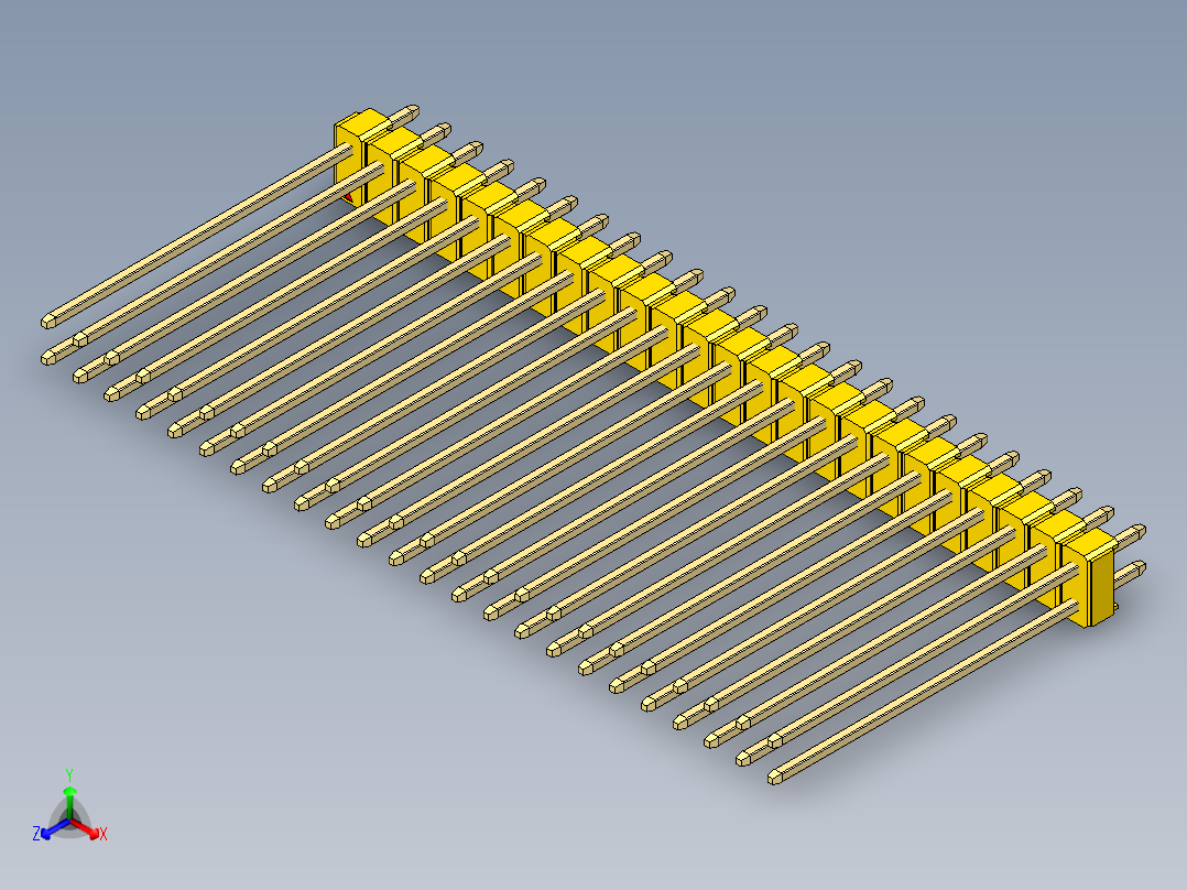 彩色公头100mil（2.54mm）系列-DS1021_yellow_2x24p_100mil_Type43_rev1.0正等轴测图