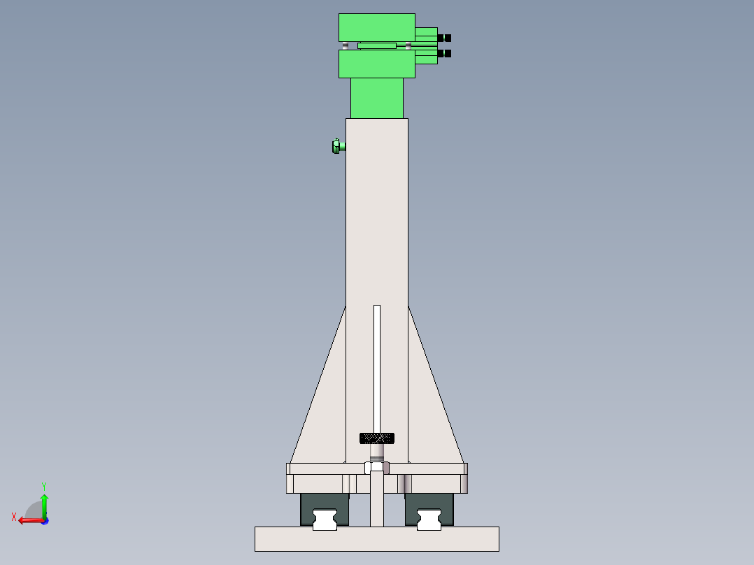 端部支撑立柱3d图纸 SolidWorks设计 轨道直线移动立柱自锁3d模型后视图