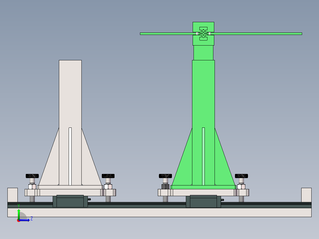 端部支撑立柱3d图纸 SolidWorks设计 轨道直线移动立柱自锁3d模型左视图