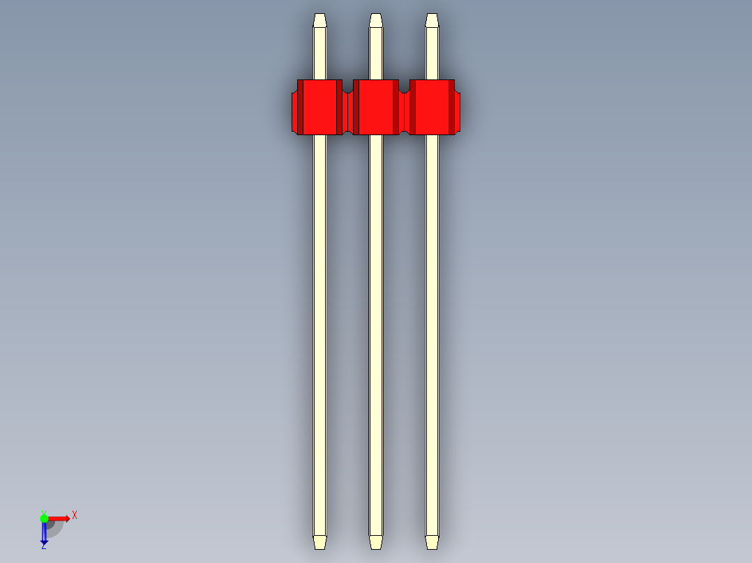 彩色公头100mil（2.54mm）系列-DS1021_red_1x03p_100mil_Type19_rev1.0俯视图