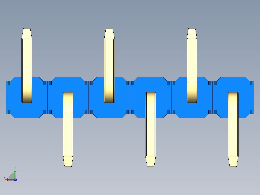 彩色公排针 100mil 2.54mm 系列-DS1022_blue_06p_100mil_Type_SMT_R2_rev1.0后视图