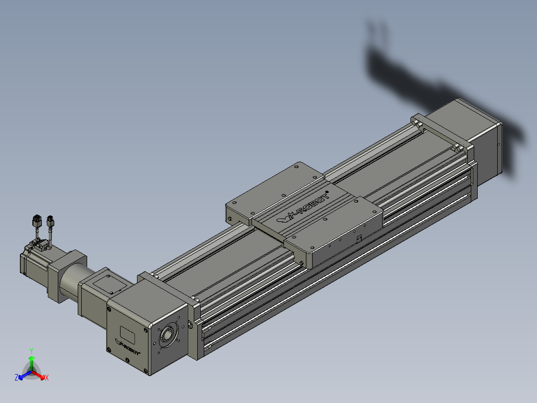 威洛博直线电机模组EB20-L224-S550-R-ZP75-MS3-5K正等轴测图