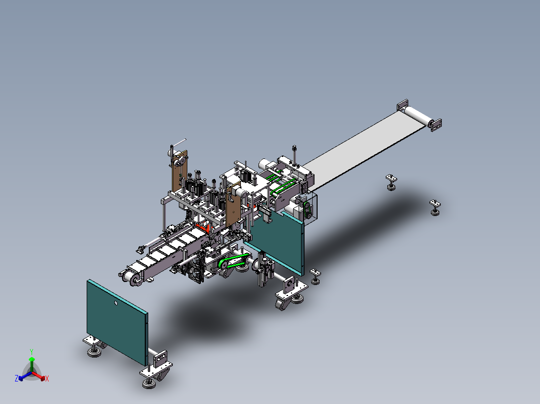 72.一拖三口罩生产线全自动平面口罩机器正等轴测图