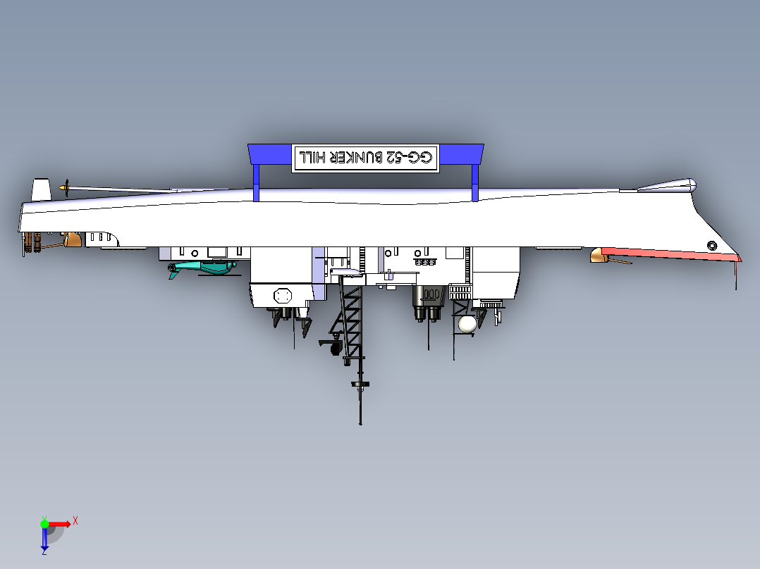 哈尔滨”号旅沪级（052）导弹驱逐舰俯视图