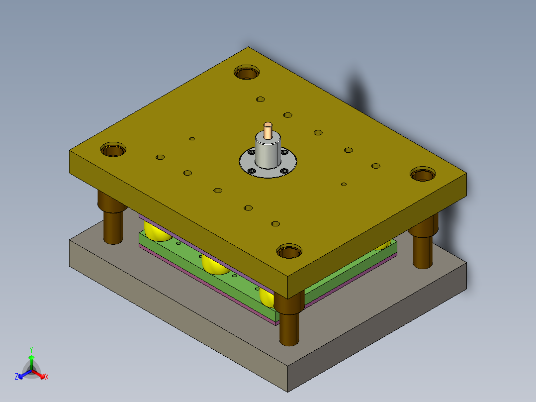 底架落料冲孔复合模（CAD图+Proe三维）正等轴测图
