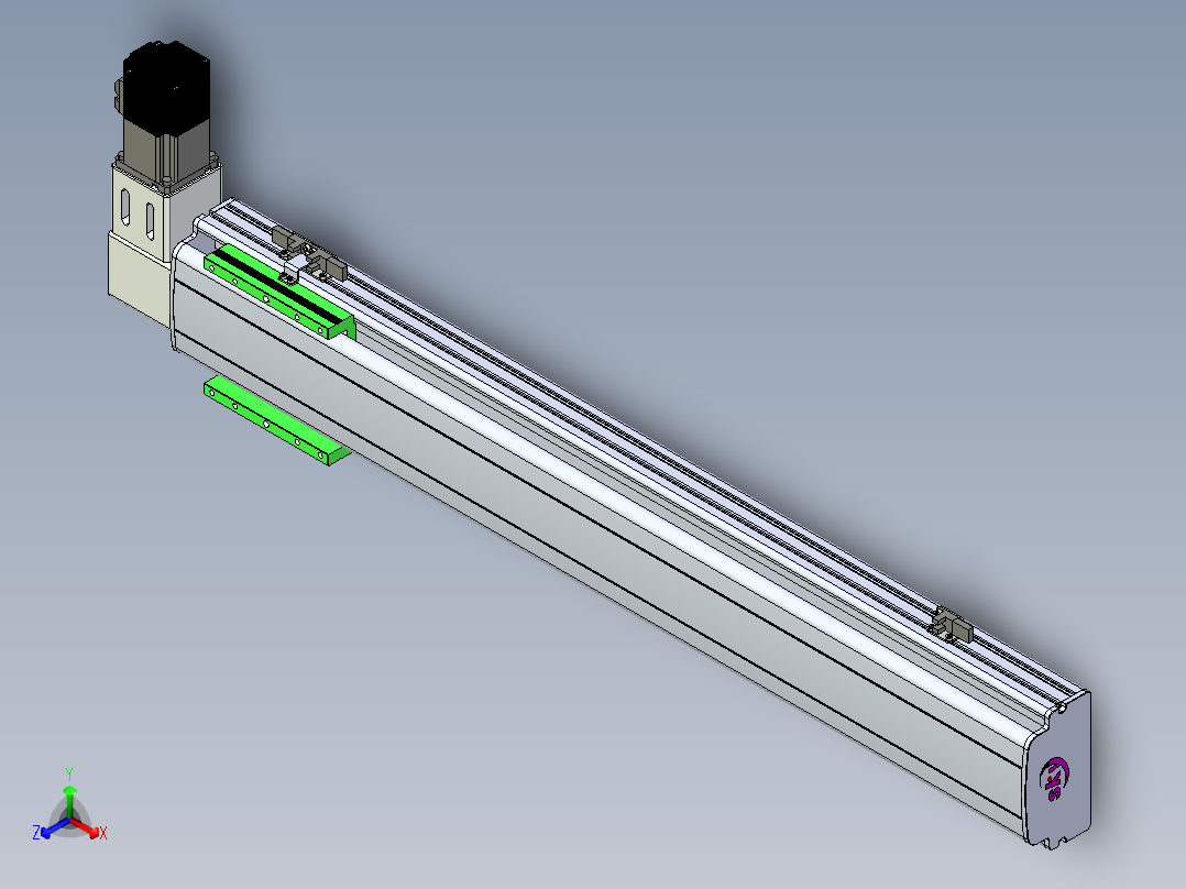 同步带滑台-半封闭B13-L90-S700-R-P40-D3正等轴测图