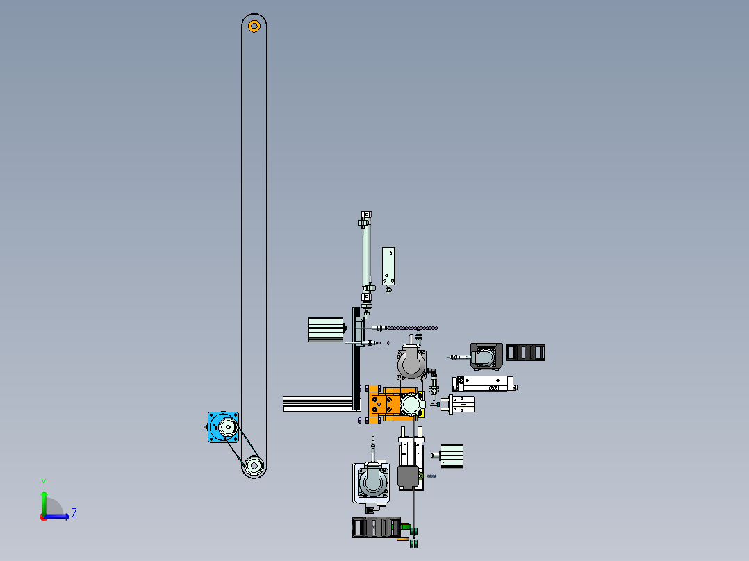 半自动绕线机（sw18可编辑+工程图+BOM）左视图