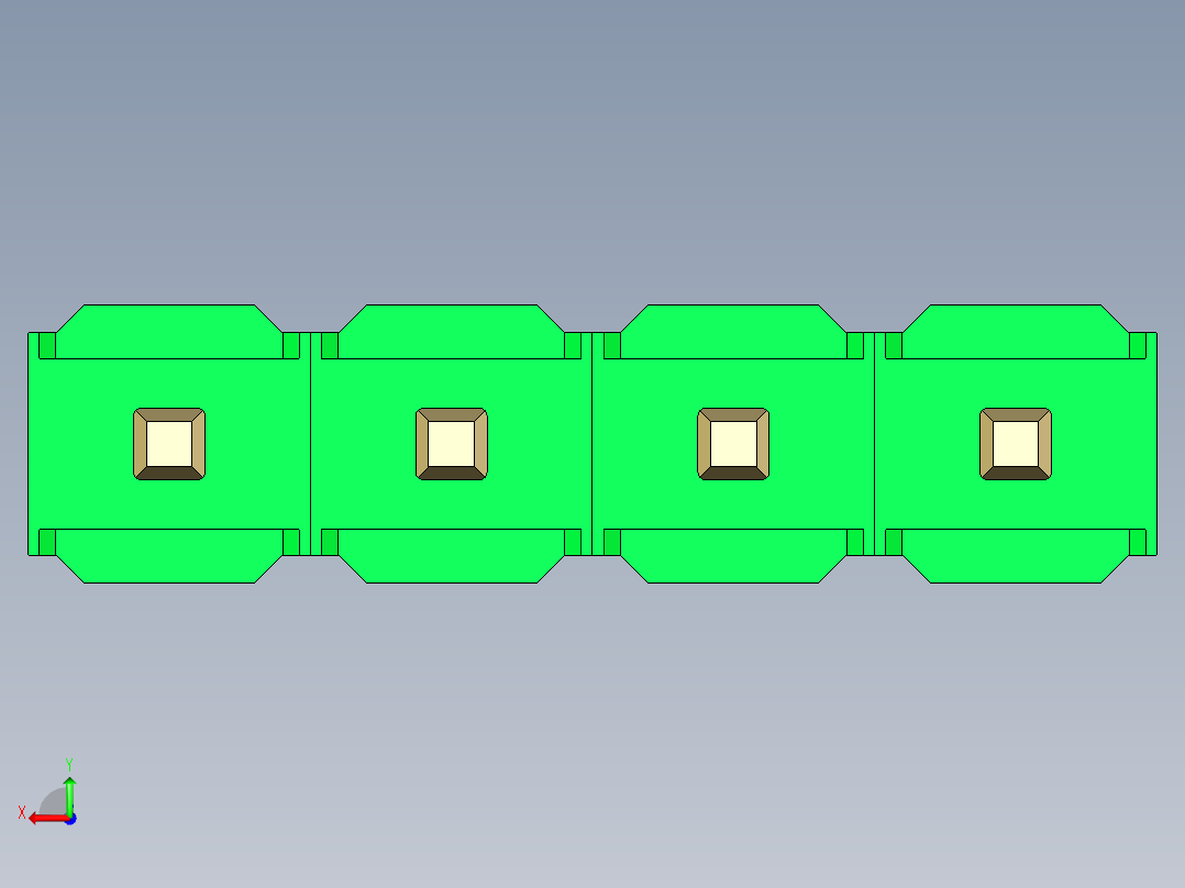 彩色公头100mil（2.54mm）系列-DS1021_green_1x04p_100mil_Type43_rev1.0后视图
