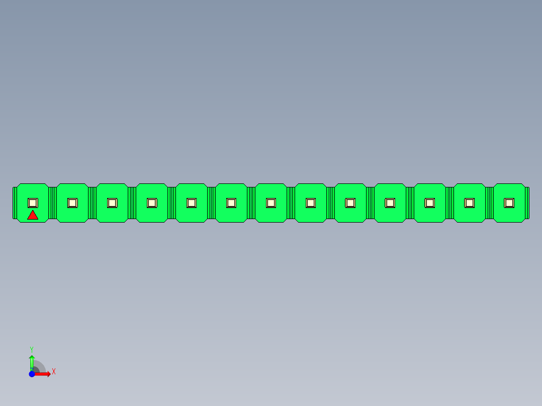 彩色公头100mil（2.54mm）系列-DS1021_green_1x13p_100mil_Type5_rev1.0前视图
