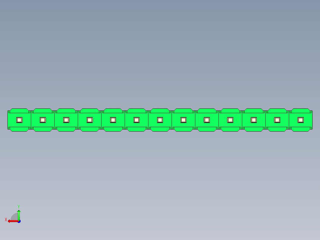 彩色公头100mil（2.54mm）系列-DS1021_green_1x13p_100mil_Type5_rev1.0后视图