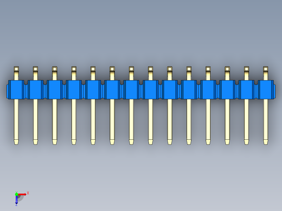 彩色公排针 100mil 2.54mm 系列-DS1022_blue_28p_100mil_TypeSMT_rev1.0俯视图