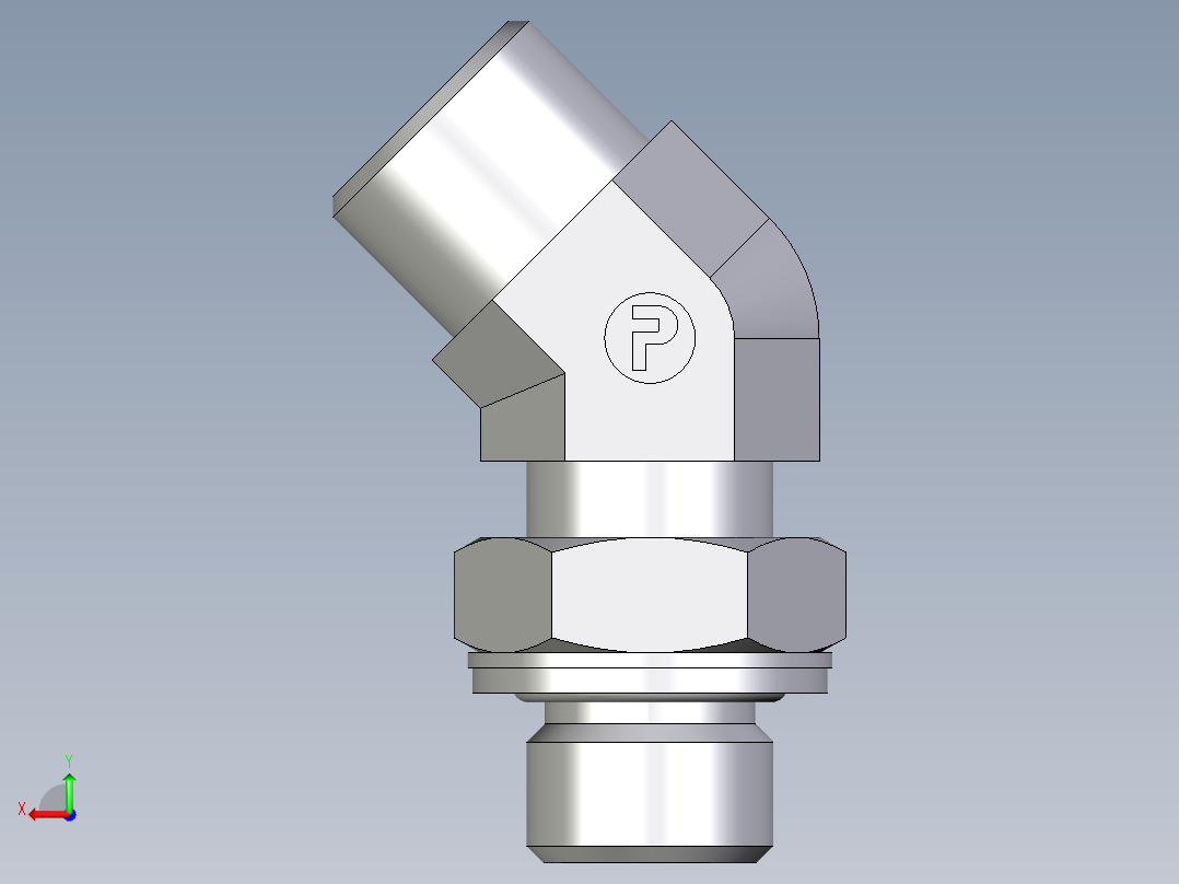 卡套式工业通用硬管接头EO_Adjustable_locknut_45_deg_elbow_VEE10SMOMDCF后视图