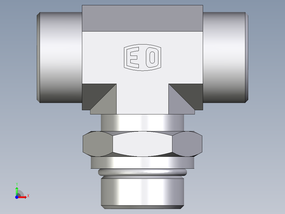 卡套式工业通用硬管接头EO_Adjustable_locknut_branch_tee_TEE25SMOROMDCF前视图