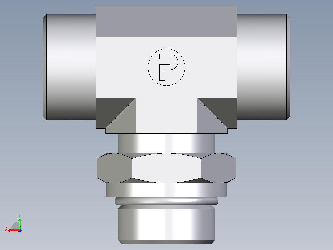 卡套式工业通用硬管接头EO_Adjustable_locknut_branch_tee_TEE25SMOROMDCF后视图