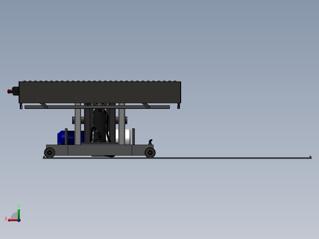 液压剪式滚珠升降平台3D模型_后视图
