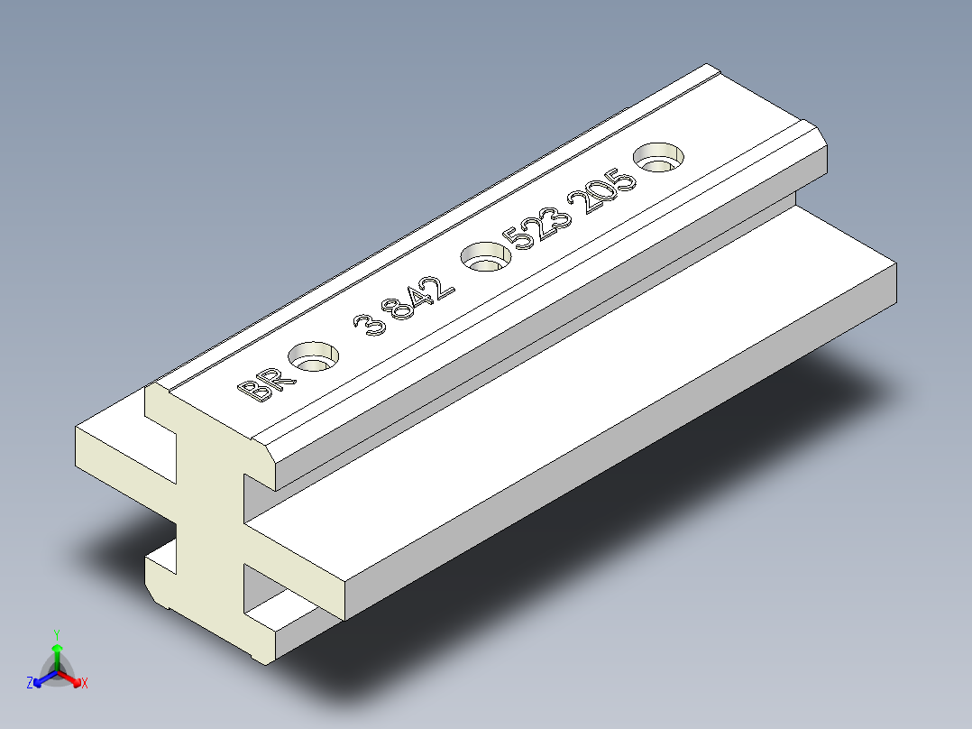 型材-BR 10MM TEE-TEE SLIDER KJN523205正等轴测图