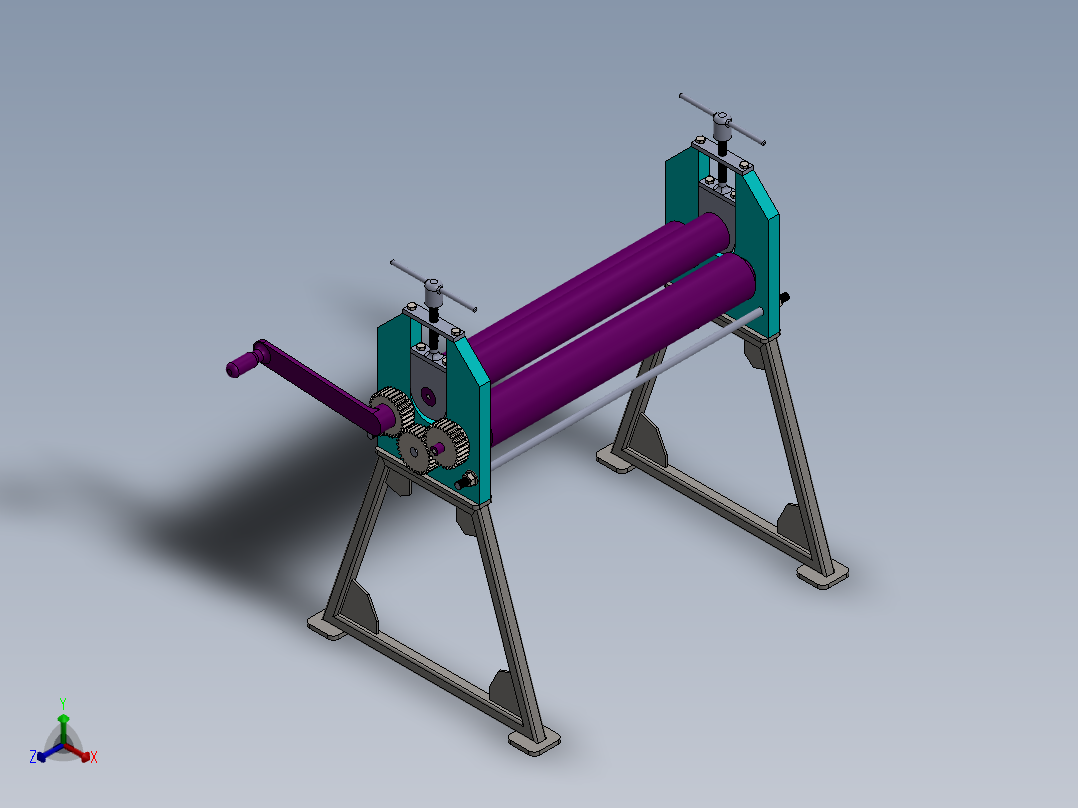 手动卷圆机2正等轴测图