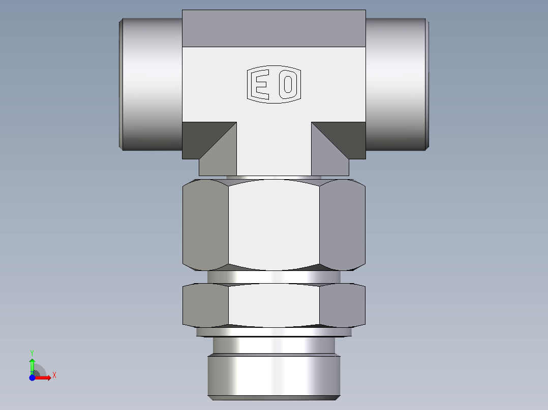 卡套式工业通用硬管接头EO_Assembled_adjustable_standpipe_branch_tee_EVT30SROMD71前视图
