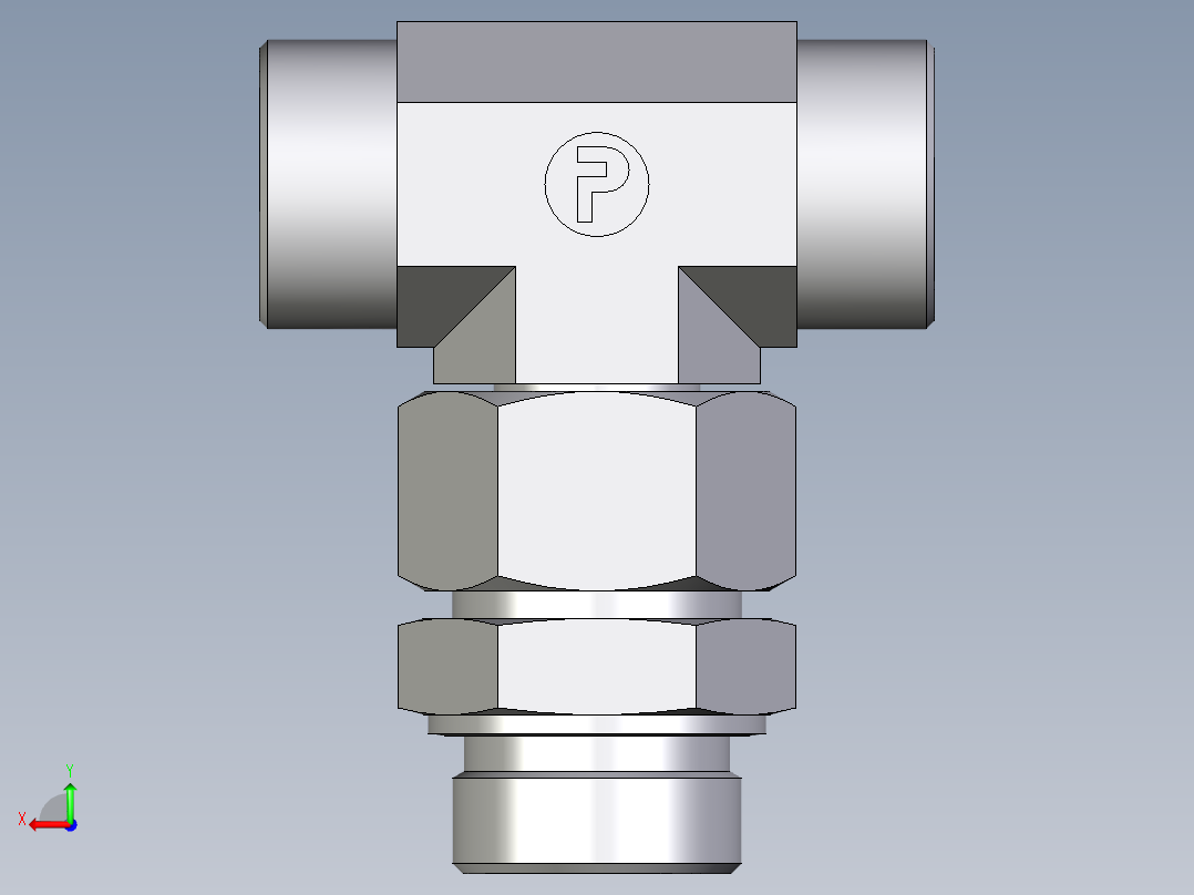 卡套式工业通用硬管接头EO_Assembled_adjustable_standpipe_branch_tee_EVT30SROMD71后视图
