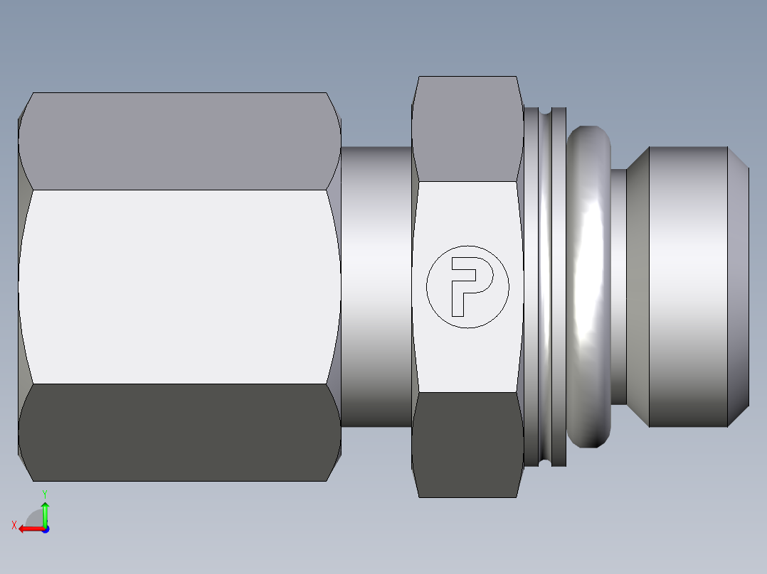 卡套式工业通用硬管接头EO_Male_Stud_connector_GEO06ZLLMCF后视图