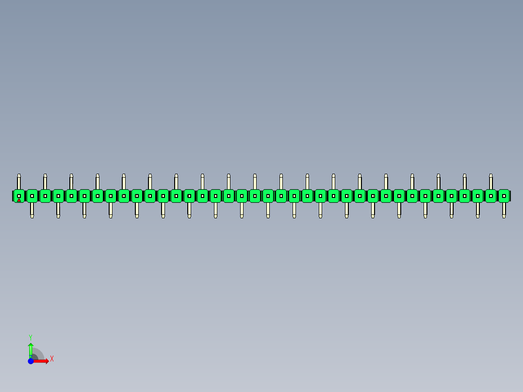 彩色公排针 100mil 2.54mm 系列-DS1022_green_38p_100mil_Type_SMT_R1_rev1.0前视图