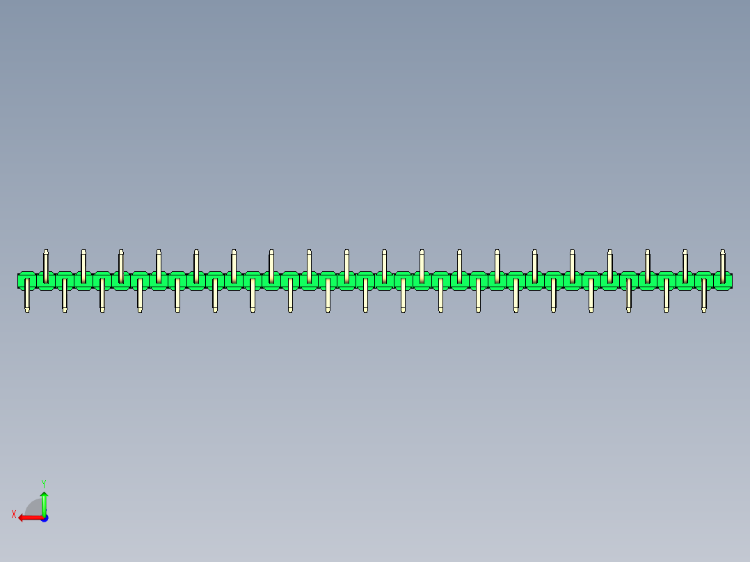 彩色公排针 100mil 2.54mm 系列-DS1022_green_38p_100mil_Type_SMT_R1_rev1.0后视图