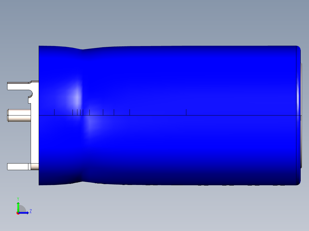 电容器350 f2.5vL 64.9毫米x直径33.3毫米左视图
