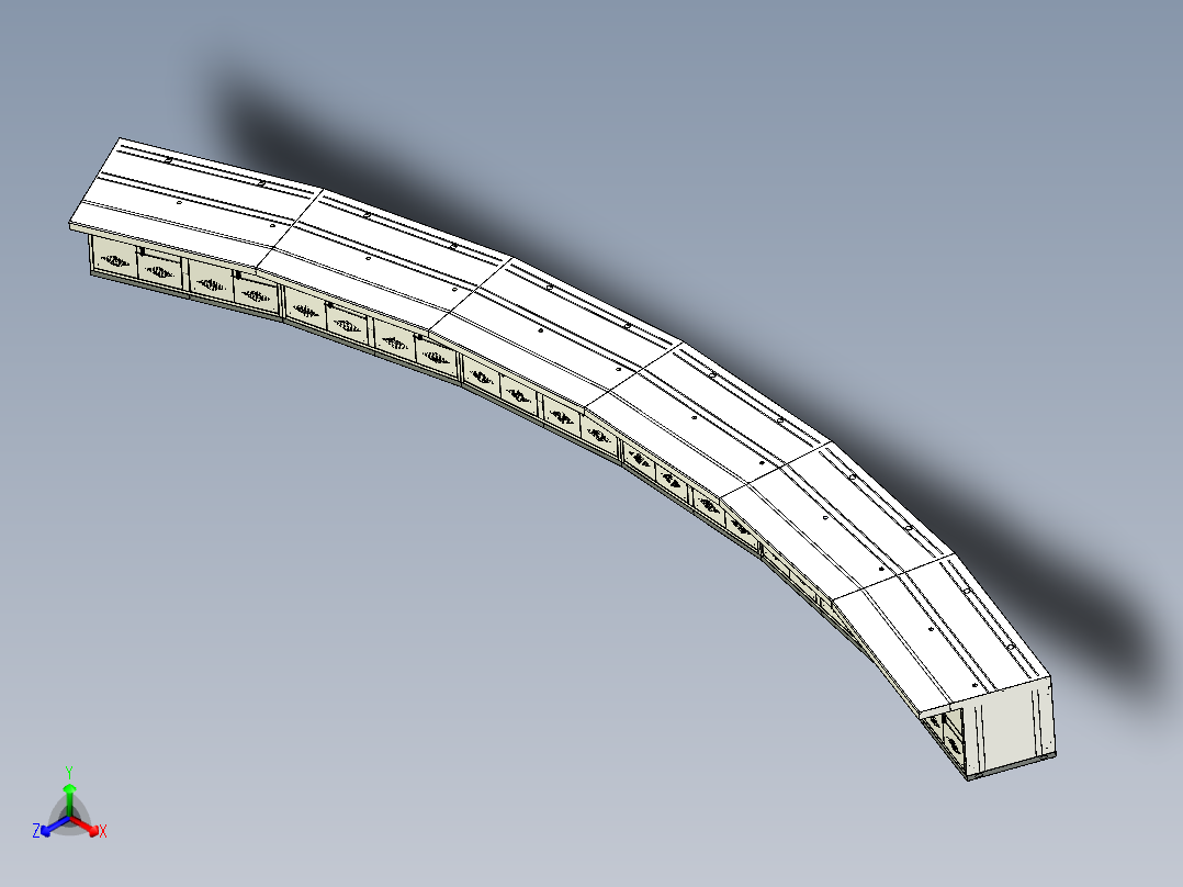 12工位弧形操作台正等轴测图