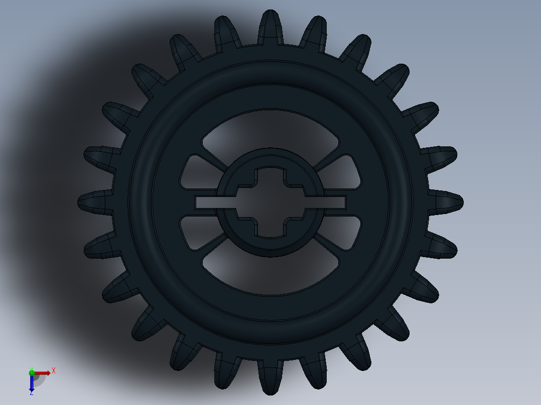 3650 Black Technic Gear 24 Tooth Crown Type III (x pattern).SLDPRT俯视图