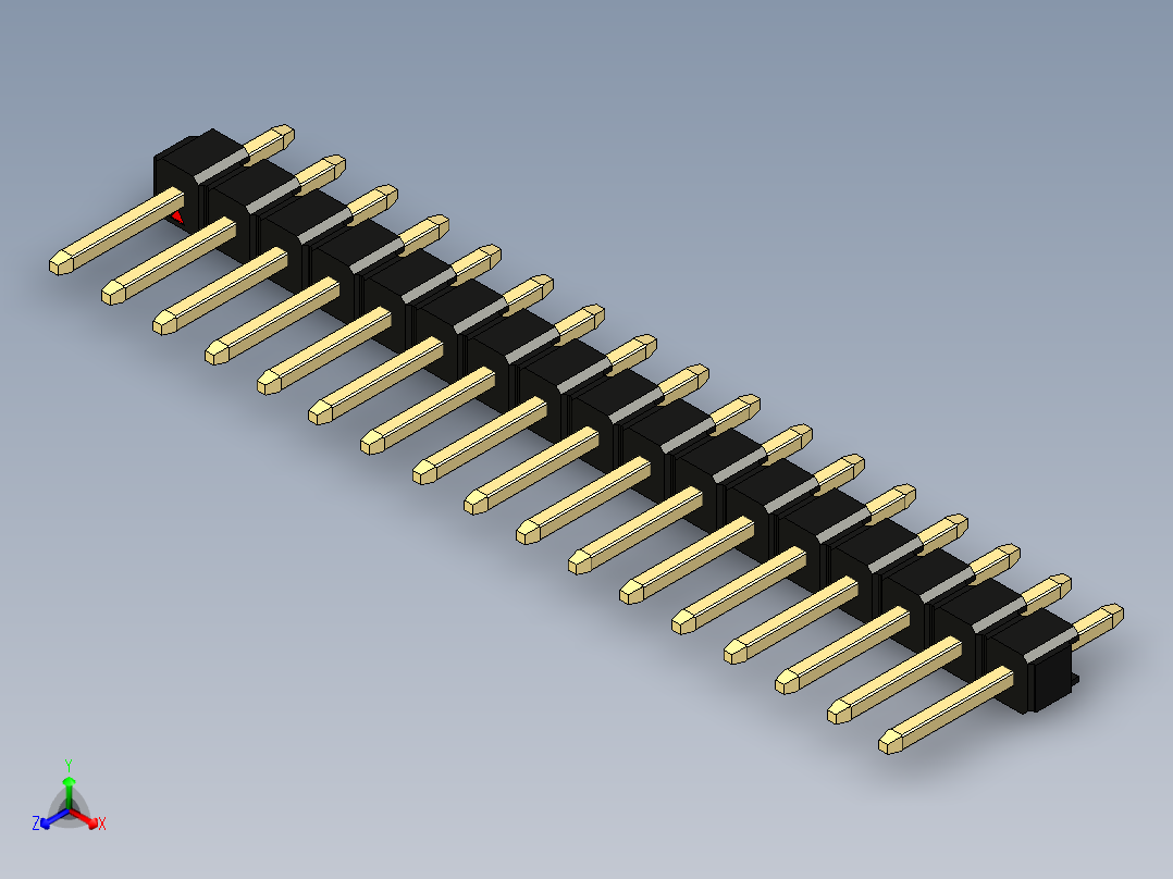 彩色公头100mil（2.54mm）系列-DS1021_black_1x17p_100mil_Type1_rev1.0正等轴测图