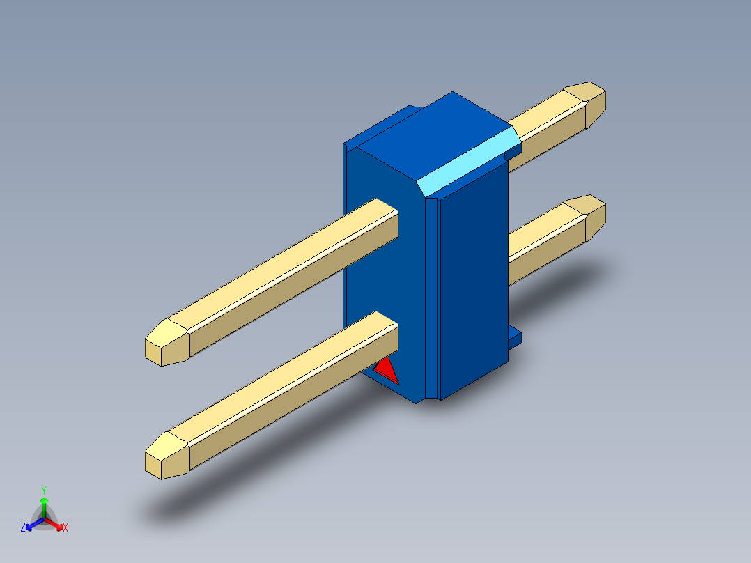 彩色公头100mil（2.54mm）系列-DS1021_blue_2x01p_100mil_Type1_rev1.0正等轴测图