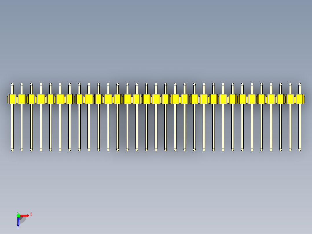 彩色公头100mil（2.54mm）系列-DS1021_yellow_1x31p_100mil_Type5_rev1.0俯视图