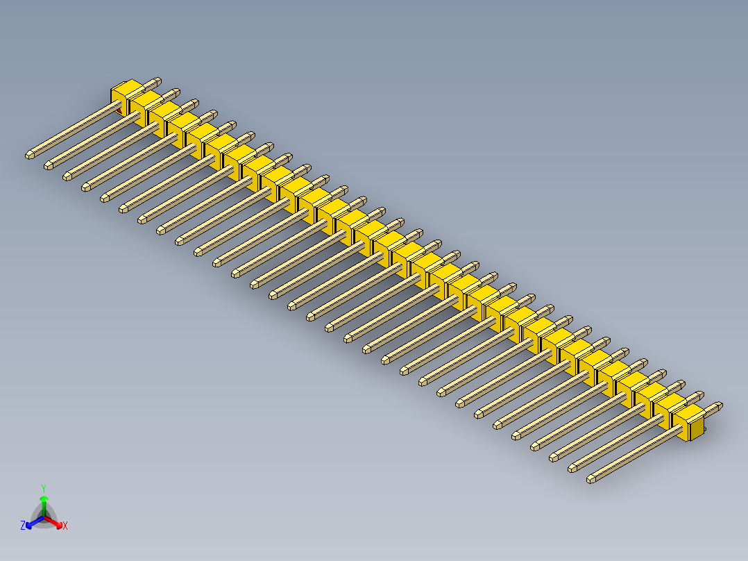 彩色公头100mil（2.54mm）系列-DS1021_yellow_1x31p_100mil_Type5_rev1.0正等轴测图
