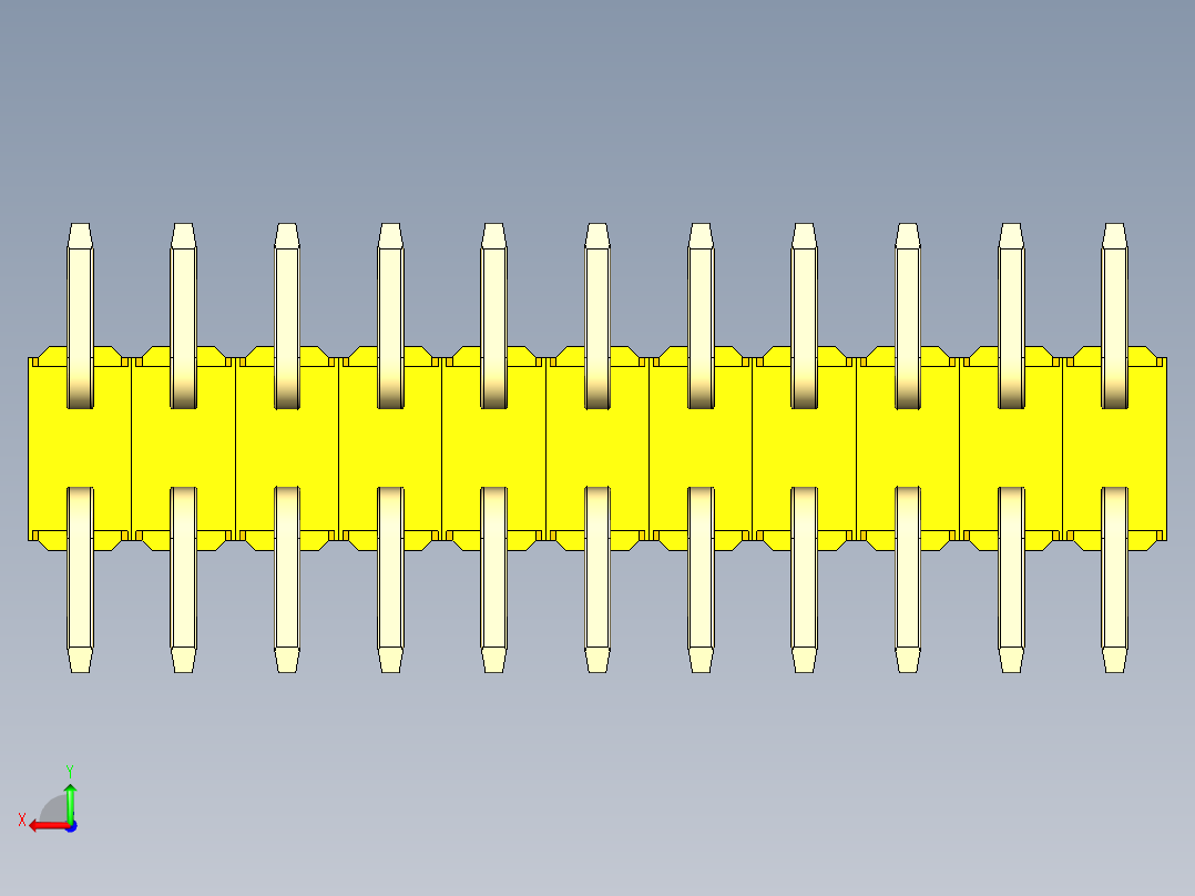 彩色公排针 100mil 2.54mm 系列-DS1022_yellow_22p_100mil_TypeSMT_rev1.0后视图