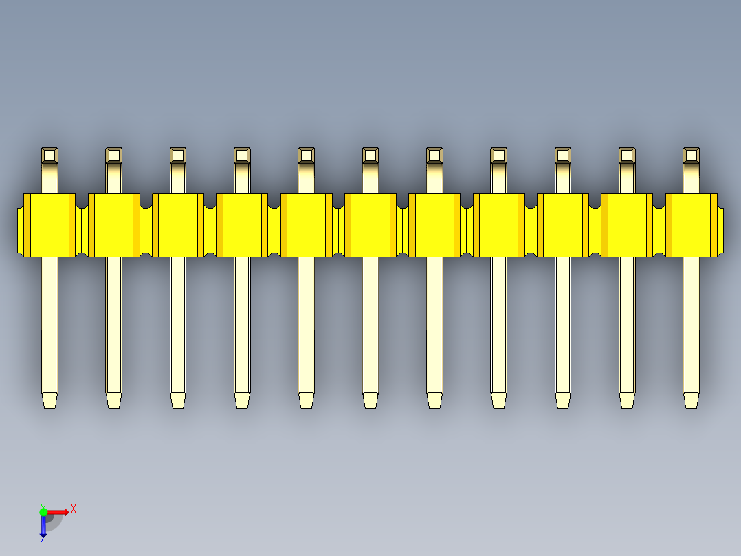 彩色公排针 100mil 2.54mm 系列-DS1022_yellow_22p_100mil_TypeSMT_rev1.0俯视图