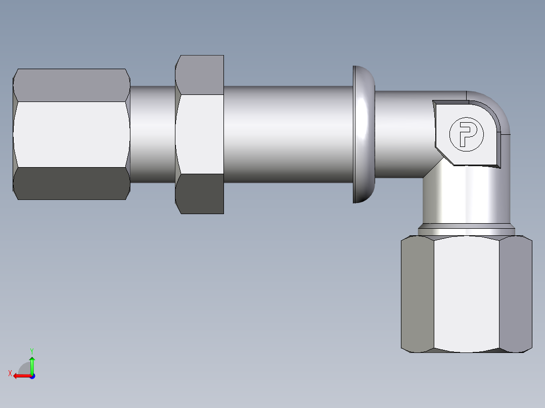 卡套式工业通用硬管接头EO_Bulkhead_elbow_WSV06LCF后视图