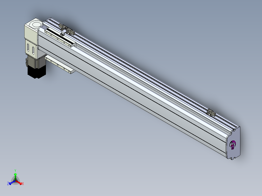 同步带滑台-半封闭B13-L90-S750-L-P40-D3正等轴测图