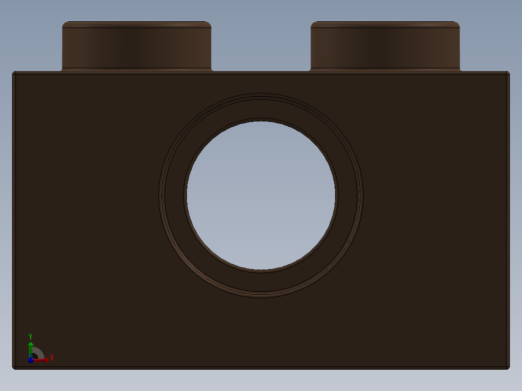 乐高机械组积木（横梁）-3700 Old Brown Technic Brick 1 x 2 with Hole前视图