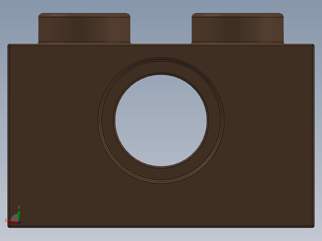 乐高机械组积木（横梁）-3700 Old Brown Technic Brick 1 x 2 with Hole后视图