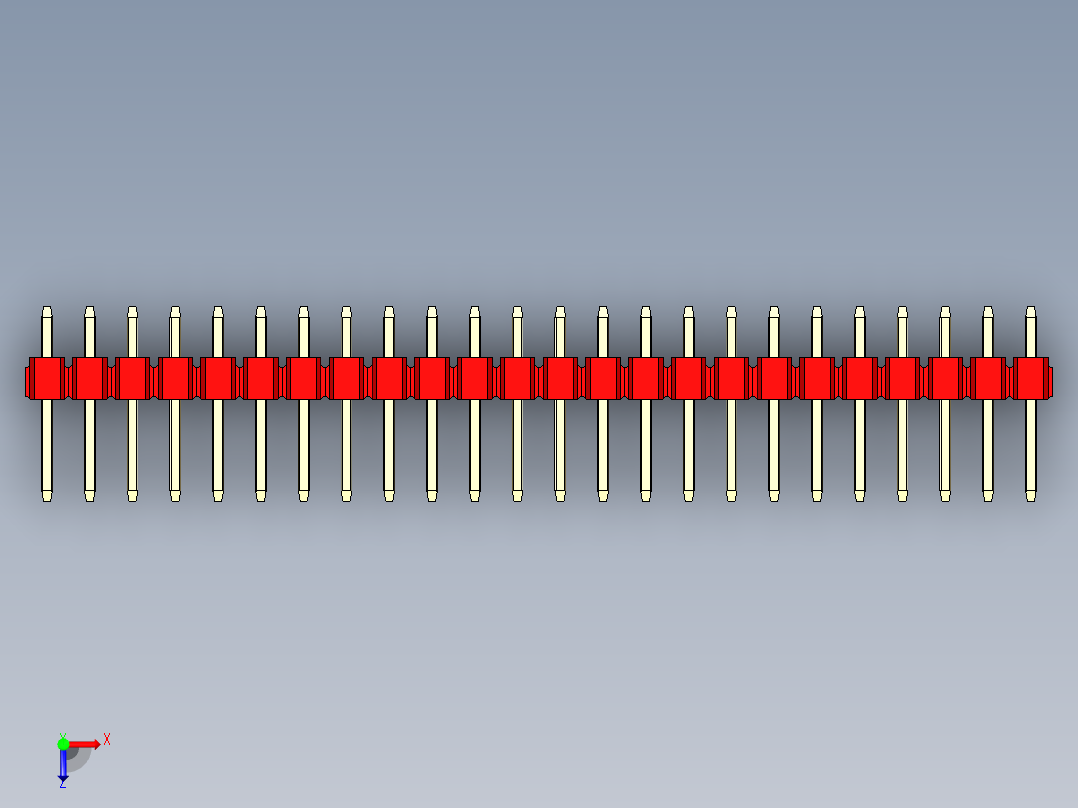 彩色公头100mil（2.54mm）系列-DS1021_red_3x24p_100mil_Type1_rev1.0俯视图