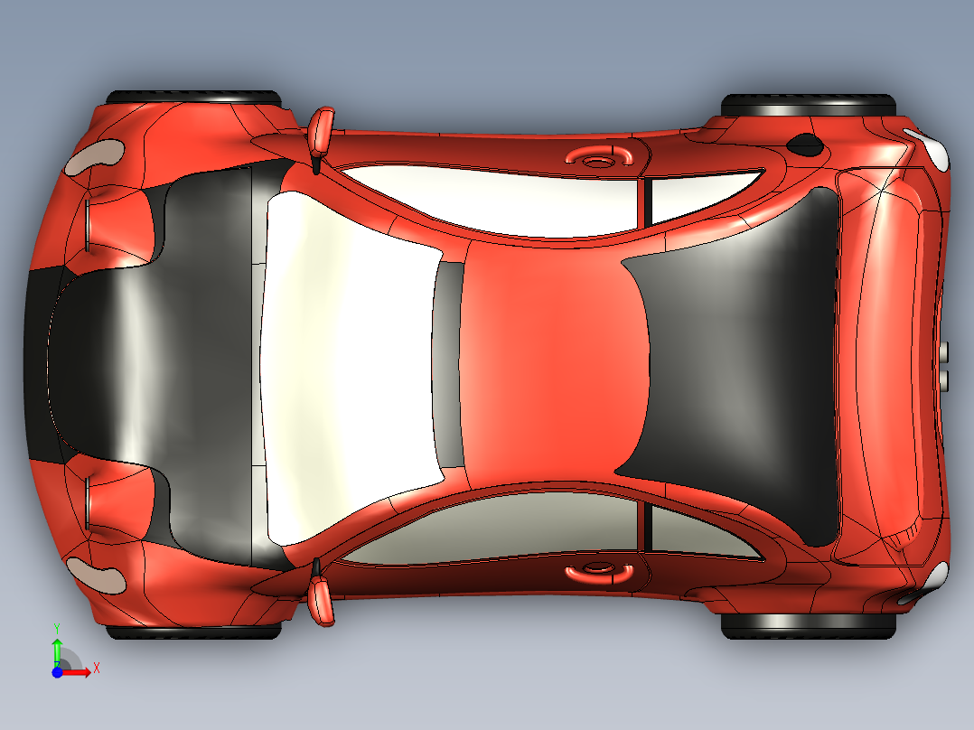 小型汽车造型3D图纸 step iges格式前视图