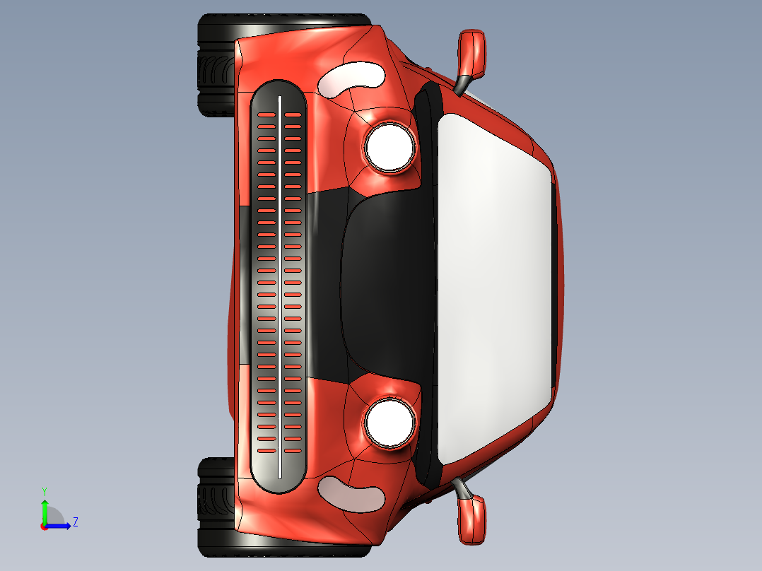 小型汽车造型3D图纸 step iges格式左视图
