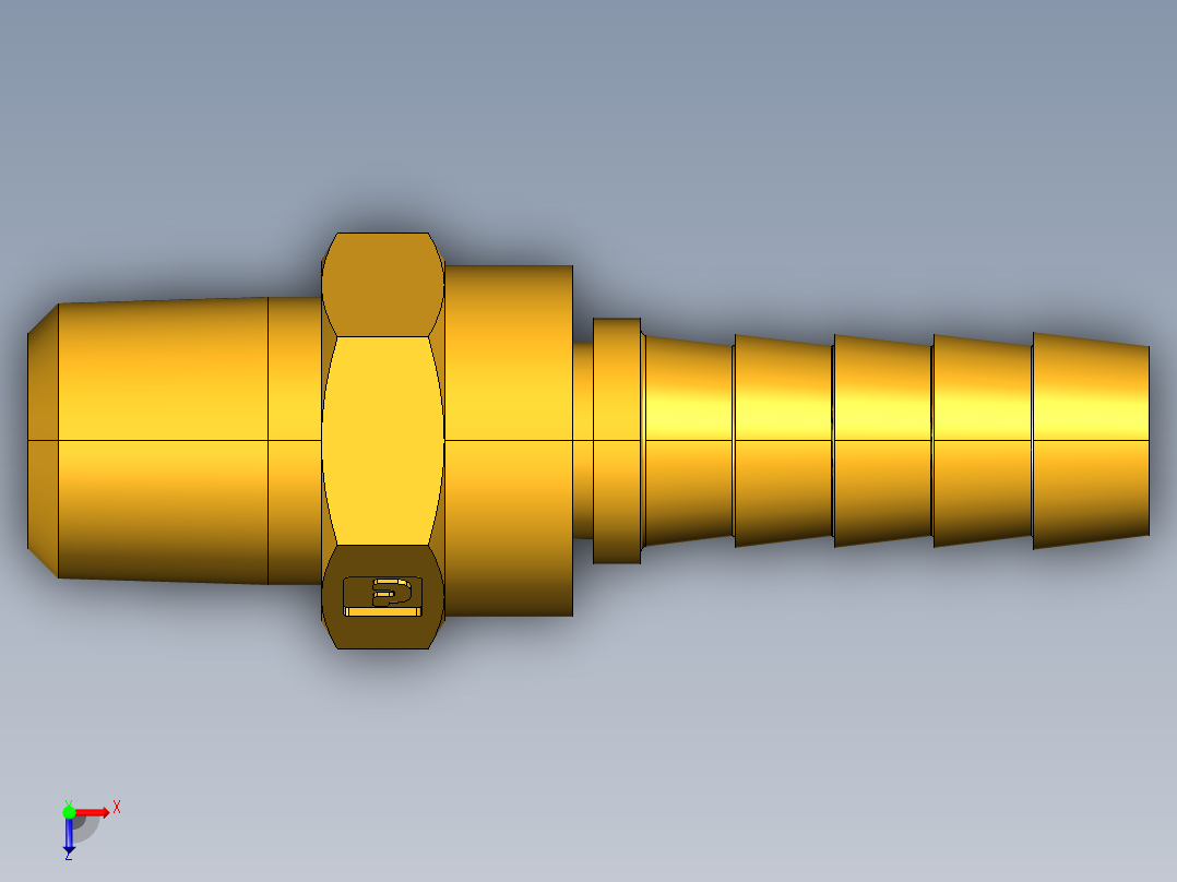 倒齿式工业管接头Male Swivel Hose Barb 125HBLSV-6-4俯视图