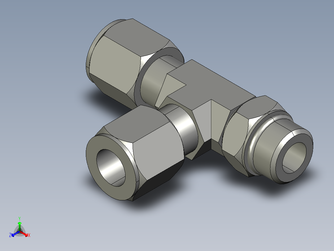 卡套式工业通用硬管接头8_r5bu-s正等轴测图