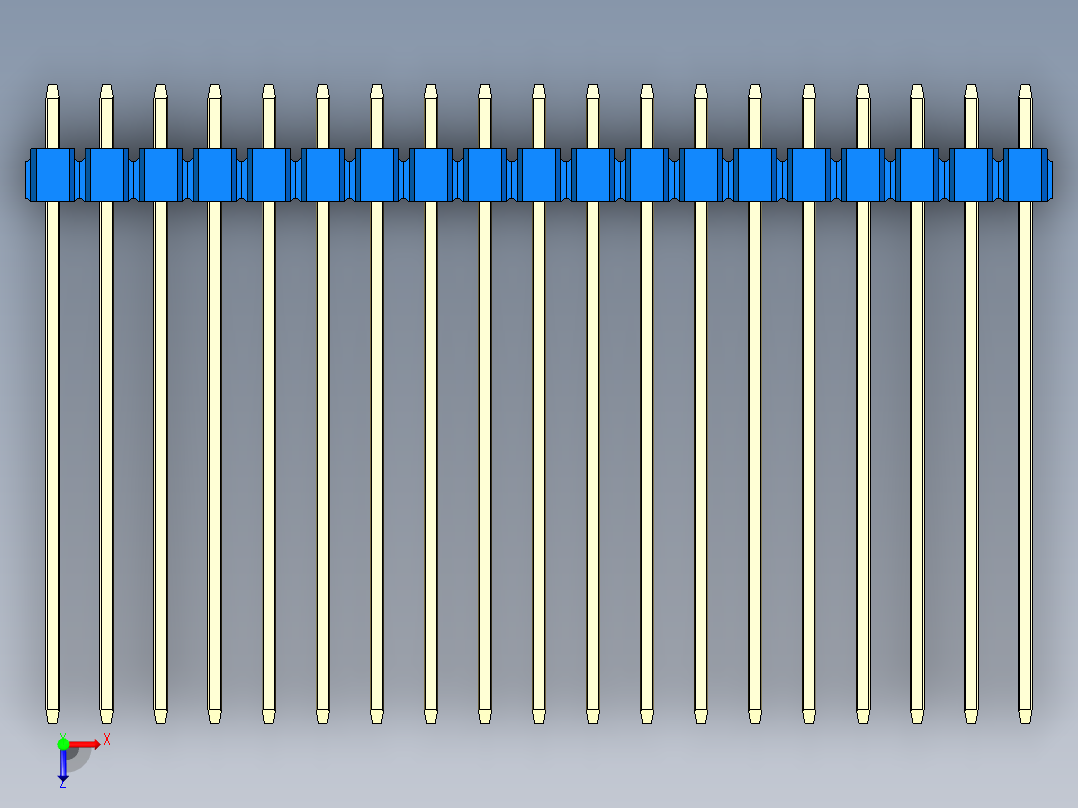 彩色公头100mil（2.54mm）系列-DS1021_blue_3x19p_100mil_Type43_rev1.0俯视图