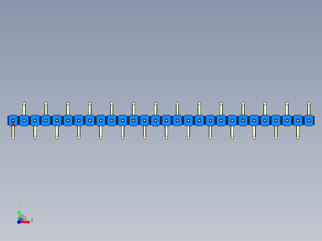 彩色公排针 100mil 2.54mm 系列-DS1022_blue_28p_100mil_Type_SMT_R2_rev1.0前视图