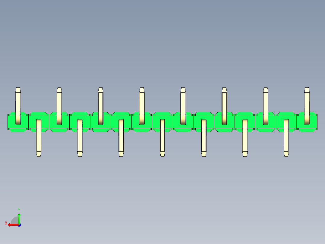 彩色公排针 100mil 2.54mm 系列-DS1022_green_15p_100mil_Type_SMT_R1_rev1.0后视图