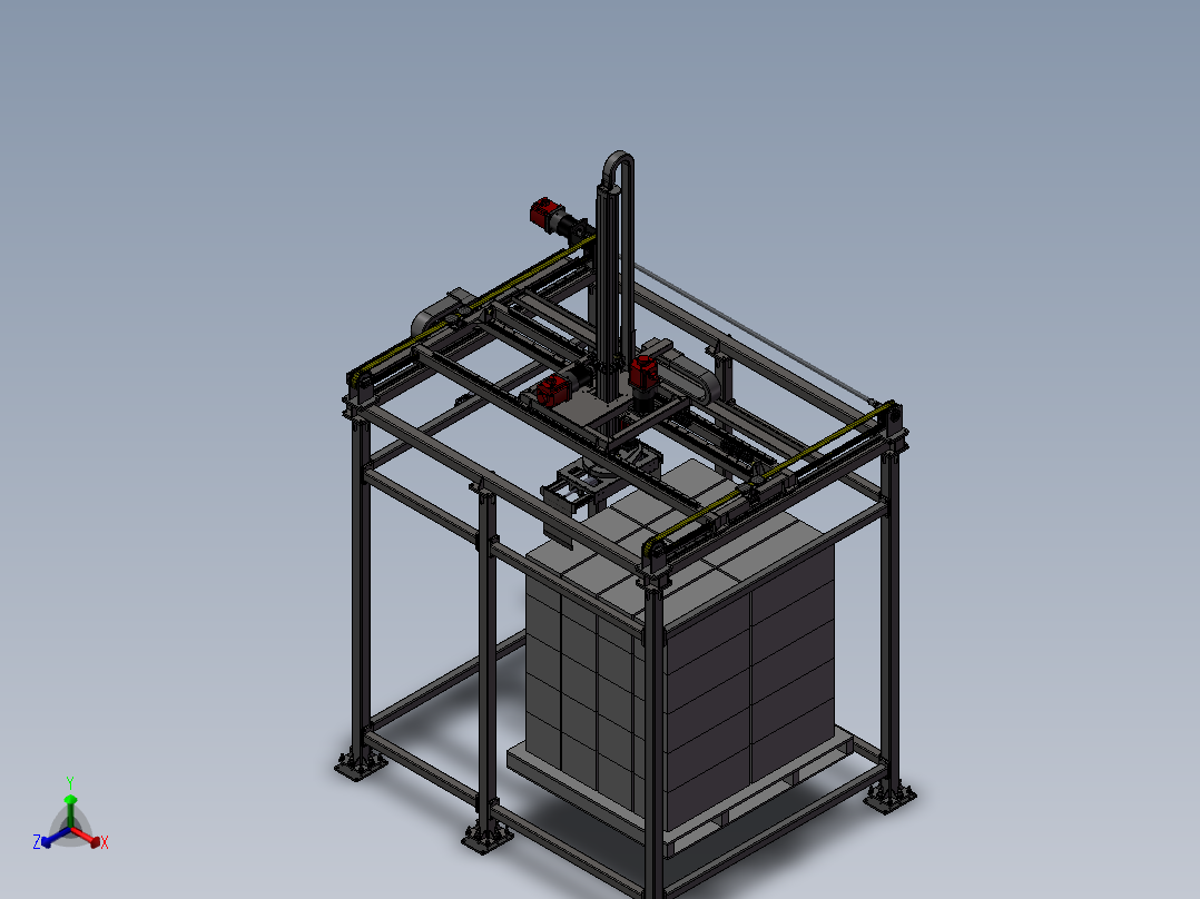 四轴码垛机械手3D模型图 非标自动化设备3D图纸3D模型