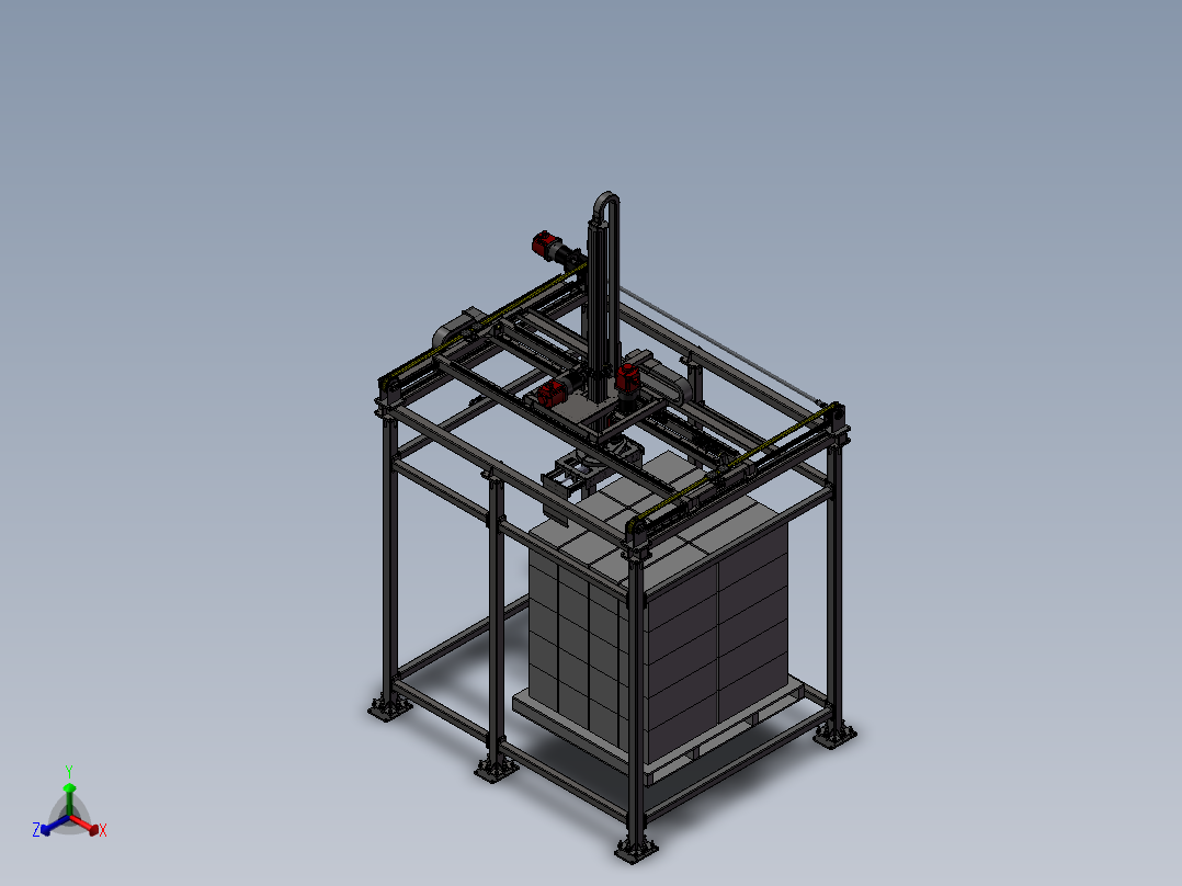 四轴码垛机械手3D模型图 非标自动化设备3D图纸3D模型正等轴测图