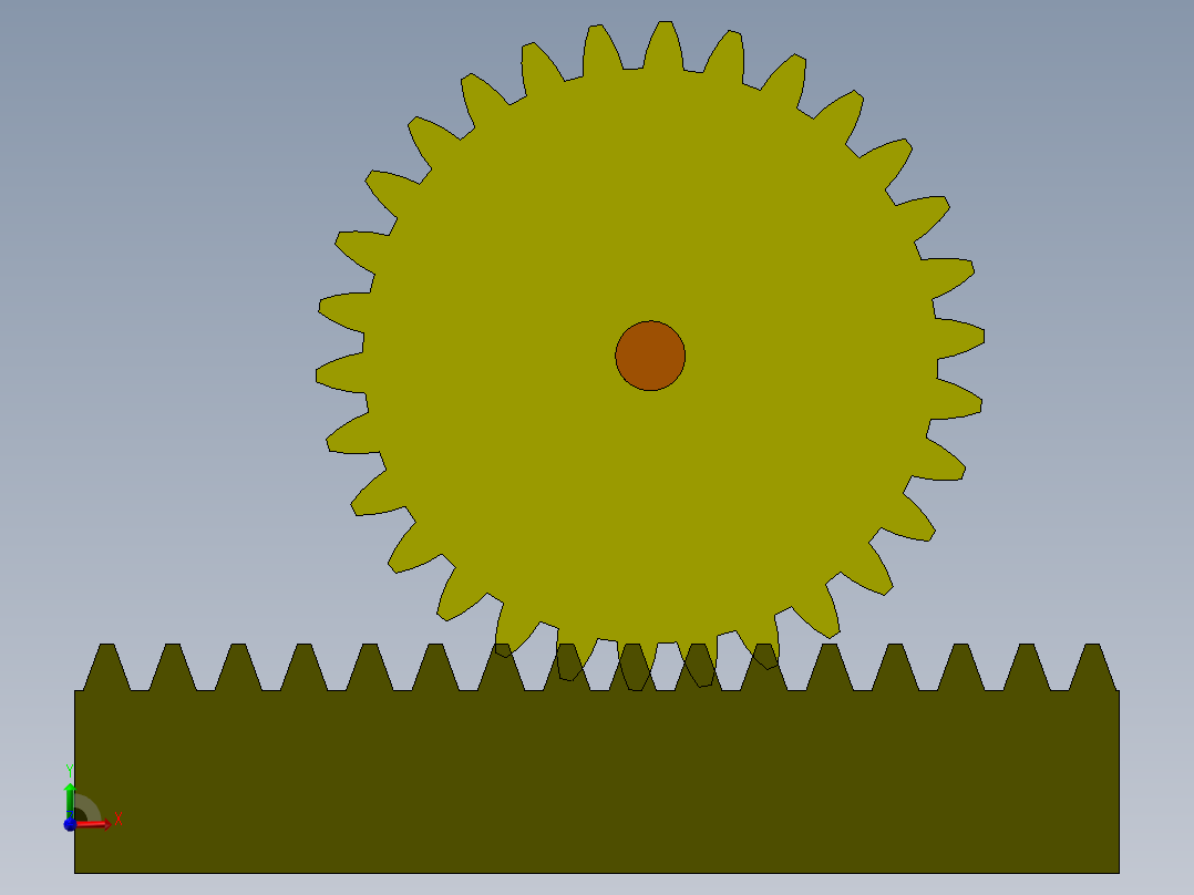 齿轮齿条啮合传动前视图